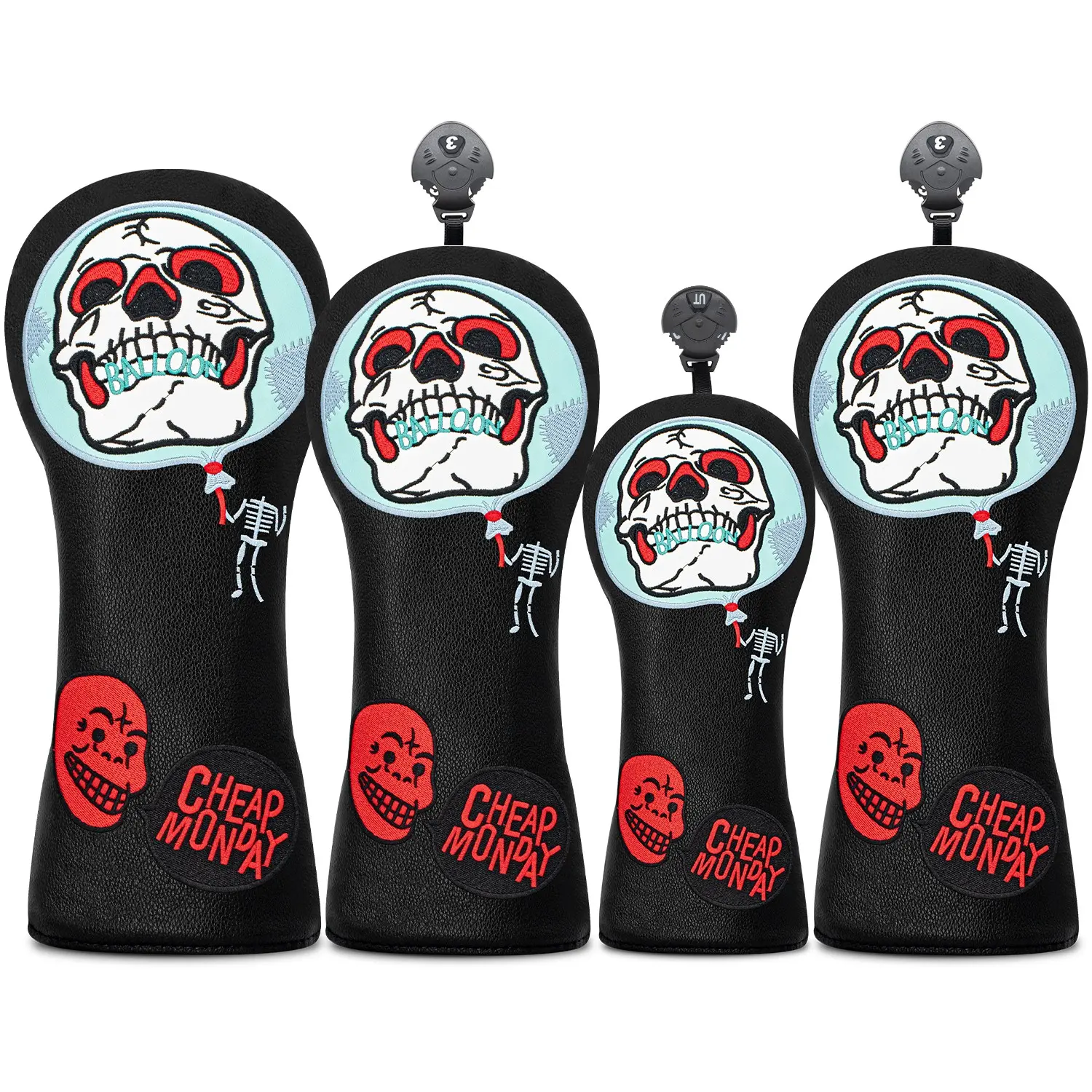 Eyed Skull Head Design Golf Club Covers, Golf Accessory, Driver Fairway Wood Hybrid Set, Unisex Outdoor Enthusiast Protector, Durable & Stylish