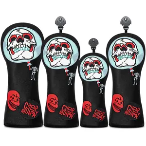 Eyed Skull Head Design Golf Club Covers, Golf Accessory, Driver Fairway Wood Hybrid Set, Unisex Outdoor Enthusiast Protector, Durable & Stylish