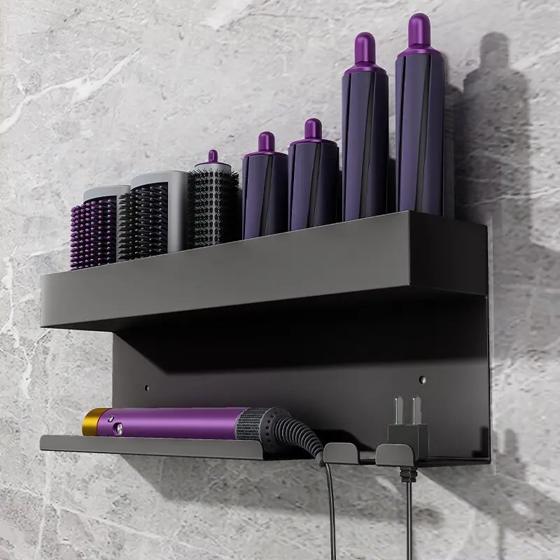Hair Dryer Holder Wall Mounted for Curling Iron Wands Accessories,Hair Straightener Holder,Curling Iron Holder Organizer Wall Mount Hair Tool Organizer for Styler Attachments