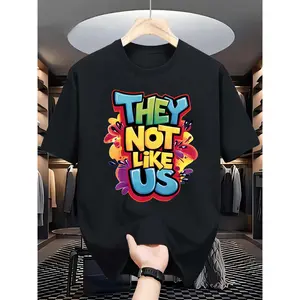 [100% Cotton] THEY NOT LIKE US Summer T-Shirts For Men Casual Short Sleeve Round Neck Tops T-Shirt For Men And Women