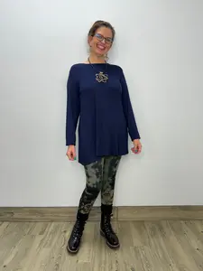 Long Sleeve Basic A-Line Tunic - Blueberry