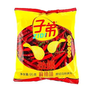 Zidi Potato Chips Spicy Mala Flavor - Original Cut Potato Slices 95g, Yunnan Style Snack