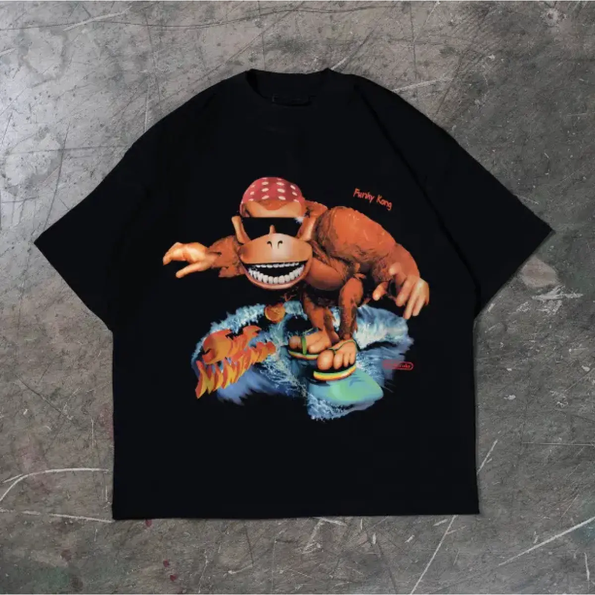Summer 2026 StreetwearFunky Kong Surf T-Shirt, Meme Funny Animal Tee, Gifts Shirt, Unisex Vintage Graphic Tees Gothic Grunge Y2k Emo Scene Amity Affliction Style Clothes Men Women StreetwearGraphic Tee Everyday Wear, Drape, Casual, Menswear