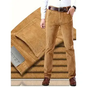 Soft touch, men's slim-fit corduroy pants-casual straight leg, all-season wear, machine washable