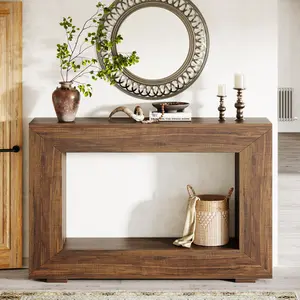 LITTLE TREE Farmhouse Console Table, 47 Inches Entryway Console Table with Storage, Industrial Hallway Accent Table for Living Room, Entrance LITTLE TREE Farmhouse Console Table, 47 Inches Entryway Console Table with Storage, Industrial Hallway Accent Table for Living Room, Entrance
