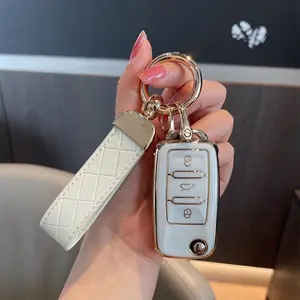 TPU Key Fob Cover with Metal Clasp for VW Jetta, Beetle, Tiguan, Golf, Passat GTI - Durable Full Protection Case Car Key Protector