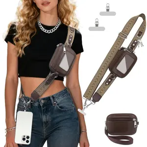 Clip and Go Cell Phone Pouch Lanyard Crossbody with Wallet | Adjustable Strap, Leather Purse Strap, Wrist Strap, For Women