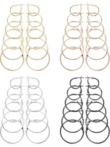 24 Pairs Big Hoop Earrings for Women Teen Circle Earring Pack Gift for Birthday Party 25mm-50mm