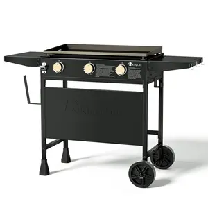 KingChii 3-Burner 28" Propane Griddle  for Camping, Tailgating, BBQ, Parties, Backyard & Patio Portable Charcoal Grill Portablebbqs