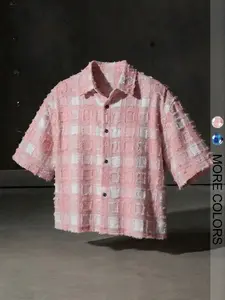 Men's Plaid Shirt Casual Fashion Streetwear Print Simple Outdoor Comfortable Blouse Short Sleeve Long Loose-Fitting