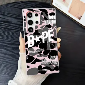 Japanese Streetwear A Bathing Ape Phone Case 2‑in‑1 Clear Jelly Case for Samsung Galaxy S26/S26+/S26 Ultra/S25/S24/S23/S22 | Dopamine Photo Card Holder | Soft TPU Shockproof Anti‑Yellowing Slim Lightweight Protective Cover