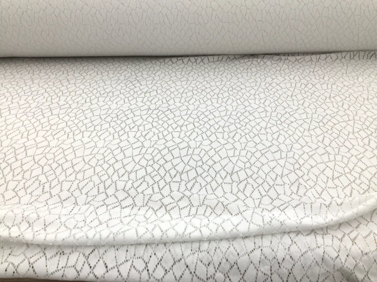 Embroidered Stretch Lace Apparel Fabric Sheer Abstract White GG512