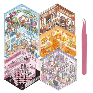 DIY 3D Sticker Scene 6 Sets of Art Stickers for Girls Make Your Own Mini Room Scene Stickers for Cute Kawaii Sticker Therapy for Adult Relief Stress Pass The Time, Holiday & Christmas Fun