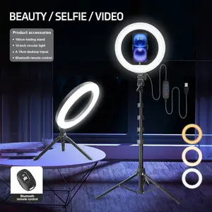 10-Inch LED Ring Light with Tri-Color Modes & Remote Control, 17-63" Adjustable Tripod - Perfect for TikTok Live, YouTube Videos, Makeup Tutorials & Photography, Works with All Smartphones#2026 new years#valentine's day ideas