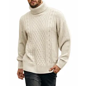 PASLTER Mens Turtleneck Sweater Pullover Twisted Pattern Casual Loose Fit Thick Winter Long Sleeve Cable Knit Sweaters Cardigan Knitwear Knitwear Vest
