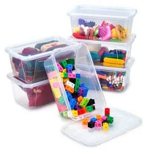 GAMENOTE 6 Quart Storage Bins with Lids, Plastic Latching Box for Classroom & Kids Toy Storage,Stackable Shoe Box Size Containers for STEM Morning Tubs, Crafts & Building Blocks