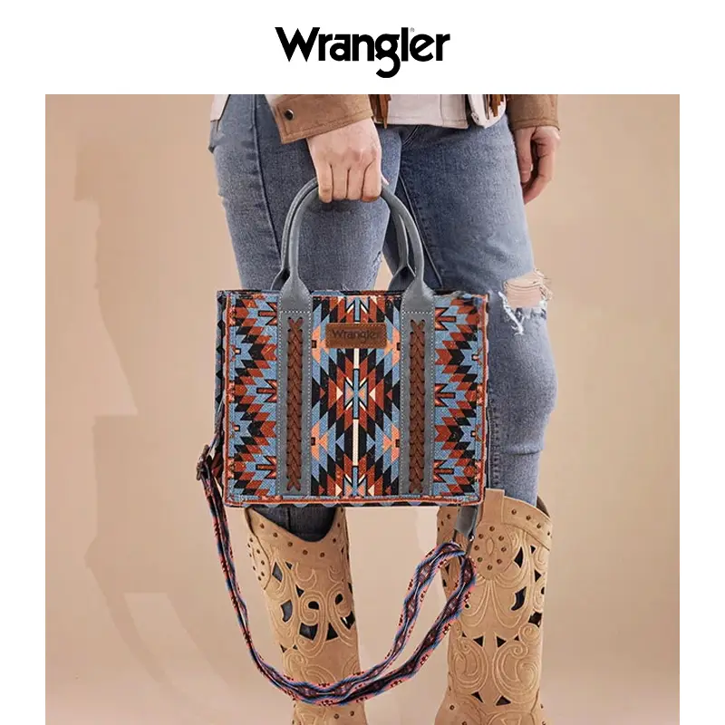 Wrangler Whipstitch Southwestern Pattern Dual-Sided Print Tote Bag