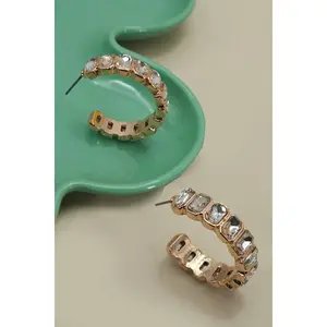 CLASSIC RHINESTONE HOOP EARRINGS