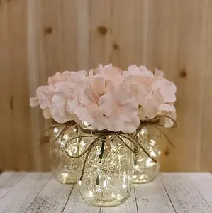 Pint Size Mason Jar Hydrangea Flower Centerpieces