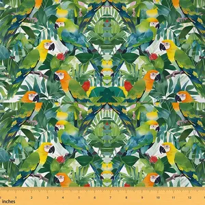 Hummingbird Upholstery Fabric for Chairs,1 Yard,Tropical Birds Outdoor Fabric by The Yard,Vintage Floral Butterfly Pattern Decorative Fabric