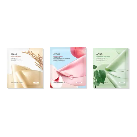 Collagen Hydrogel 3 Sheet Discovery Set - Peach 70 Brightening, Heartleaf 60 Soothing, Rice 70 Glow ($18 Value!)