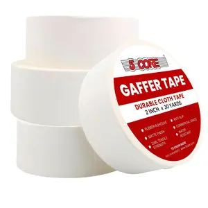 5 Core Gaffers Tape 2" 30 Yards 4Pcs Professional White Pro Gaff Tape Non Reflective Water Resistant