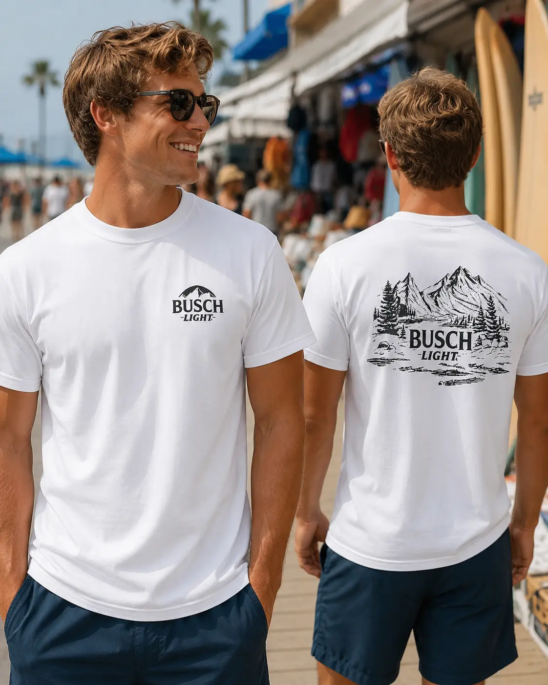 Busch Light Mountain Range Graphic T-Shirt, Men's Outdoor Adventure Tee, Gift for Beer Lovers, Camping & Hiking Shirt. YC