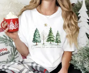 O Come Let Us Adore Him Christmas Shirt/Sweatshirt/Hoodie, Retro Crewneck, Gift For Girlfriend, Cotton