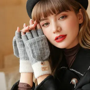 Convertible Gloves for Women Touchscreen Flip Top Fleece Lined Winter Warm Mittens to Fingerless with Magnetic Cap and Plush Interior