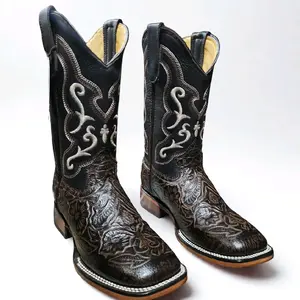 Hand tooled Cowgirl Boots/Botas Vaquera  Cinceladas Cafe