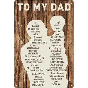 Gifts for Dad from Son,Dad Birthday Gifts 12x8Inch Metal Tin Sign  Plaque  Wall Decor,Personalized  Christmas Anniversary Fathers Day Presents for Papa Stepdad Husband Men