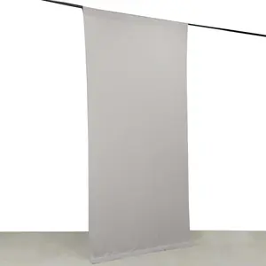 Silver 4-Way Stretch Spandex Backdrop Drape Curtain, Wrinkle Free Event Divider Panel with Rod Pockets - 5ftx10ft