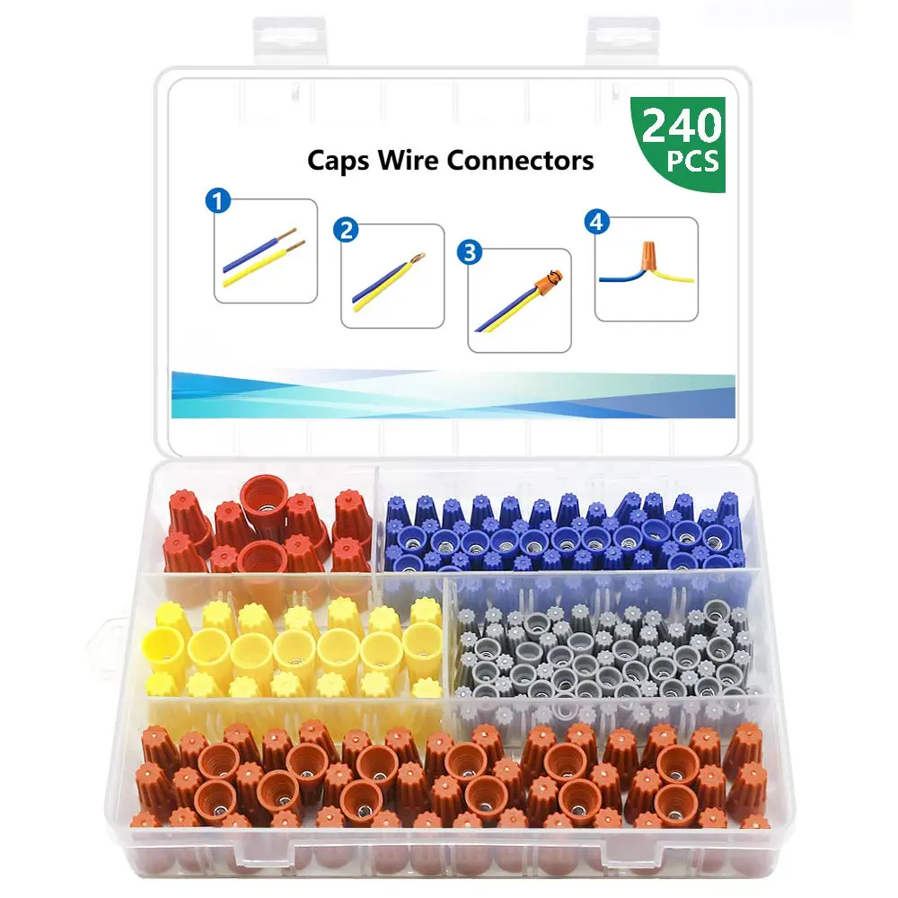 240 count Electrical Wire Connectors Screw Terminals - Twist Nuts Caps Wire Connection, Spring Insert Assortment kit