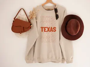 Texas Sweatshirt Trendy TX Crewneck Minimalist Boho Southern Pullover Womens Texan Sweater Mens Longhorn State Hoodie Western Apparel Gift
