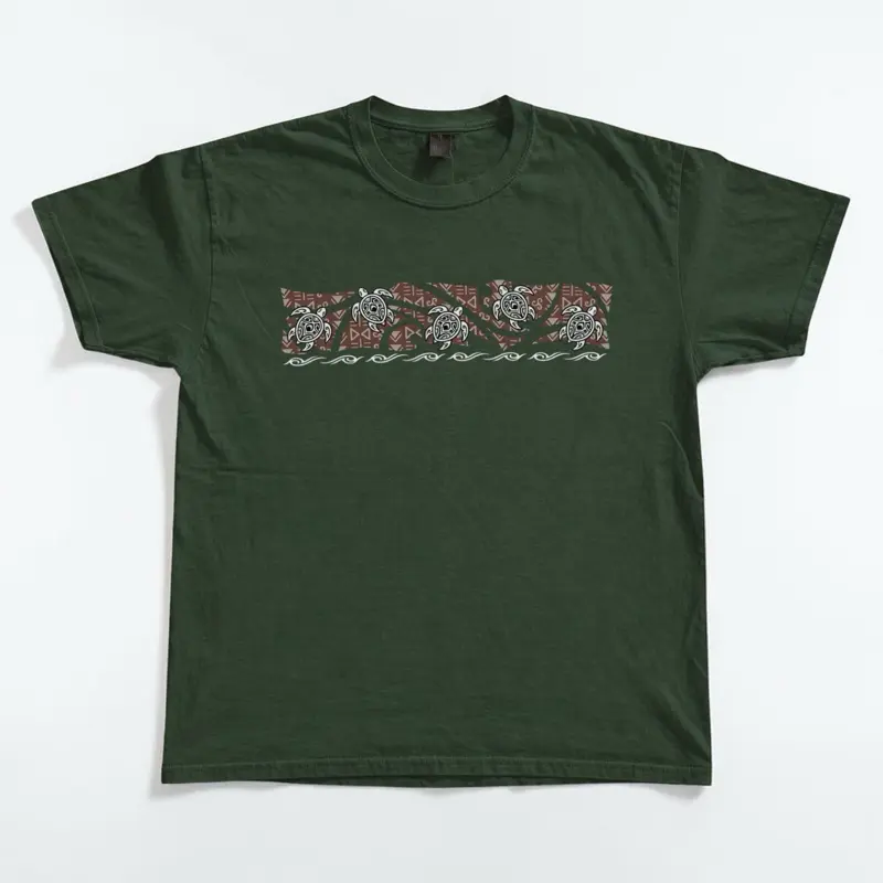 Y2K Forest Green Sea Turtle Graphic Tee, Vintage Style 2000s Hawaiian Island T-Shirt, Retro Surfwear Beach Streetwear, Skate Clothing, Coastal Skater Outfit, Tropical Ocean Top, Early 2000s Inspired Unisex Tee, Vacation Beach Fit, Islandwear