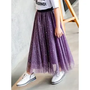 Girls' Sparkling Starry Sky Pencil Skirt - Mid-Length, Mesh Overlay with Sequins & Glittery Details, Casual Summer Wear for Youngsters & Teens, Casual Wear Skirt |   Sequin Embellished Skirt |   Stretchy Fabric