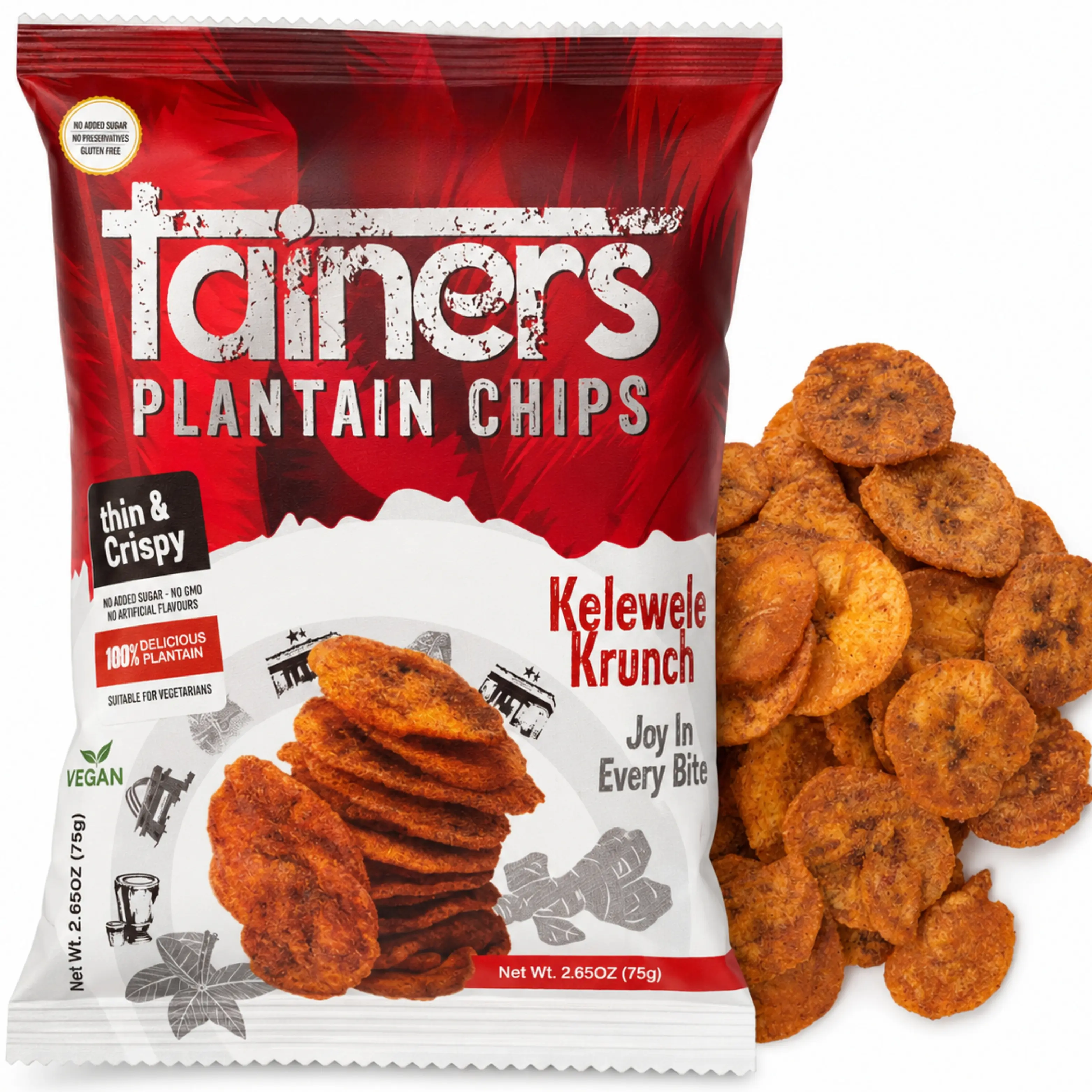 African Delights Kelewele Krunch Plantain Chips, Pack of 3 (75g Each)