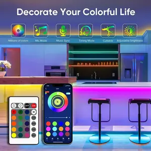 (5 meters) (10 meters) (20 meters) Intelligent Bluetooth LED Light Strip Kit - Flexible multi-color lighting with USB controller, suitable for TV backlighting, bedrooms, and Diwali celebrations.