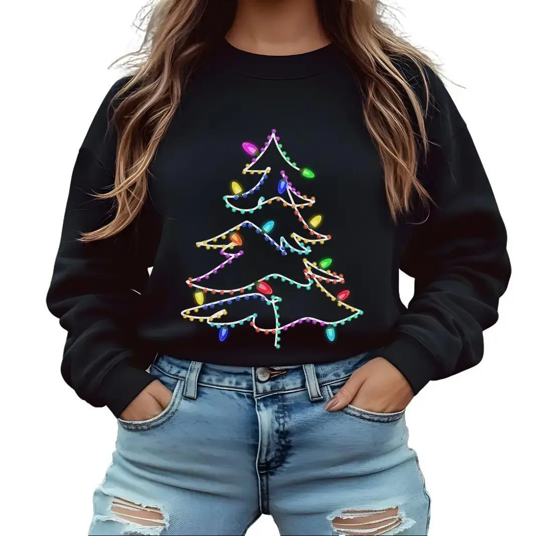 Chritmas Tree, Christmas lights,Unisex Heavy Blend Crewneck Sweatshirt, Classic Cotton Fabric, Comfy Collar Fit