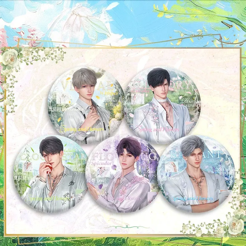 5count, 2026 New Love and Deepspace anime badge 7.5cm/2.95in round tinplate brooch, Sylus/Zayne/Rafayel comic characters, Suitable for backpack decoration and clothing accessories, Fashion Anime Merchandise Gift, Fashion accessory for Fans Brooch Pin
