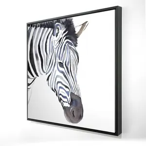 212 MAIN Framed Zebra Wall Print - 24x24 in. Blue Striped Animal Art, Artistic Framed Art for Bedroom Home Wall Decoration