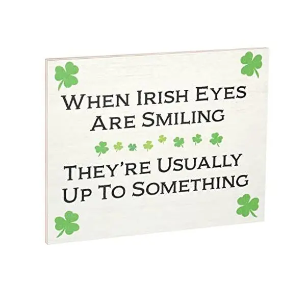 JennyGems St Patricks Day Decor, When Irish Eyes Are Smiling Irish Sign, St Patricks Day Wooden Sign, Irish Decorations for Home, 7.25 x 6 Inch