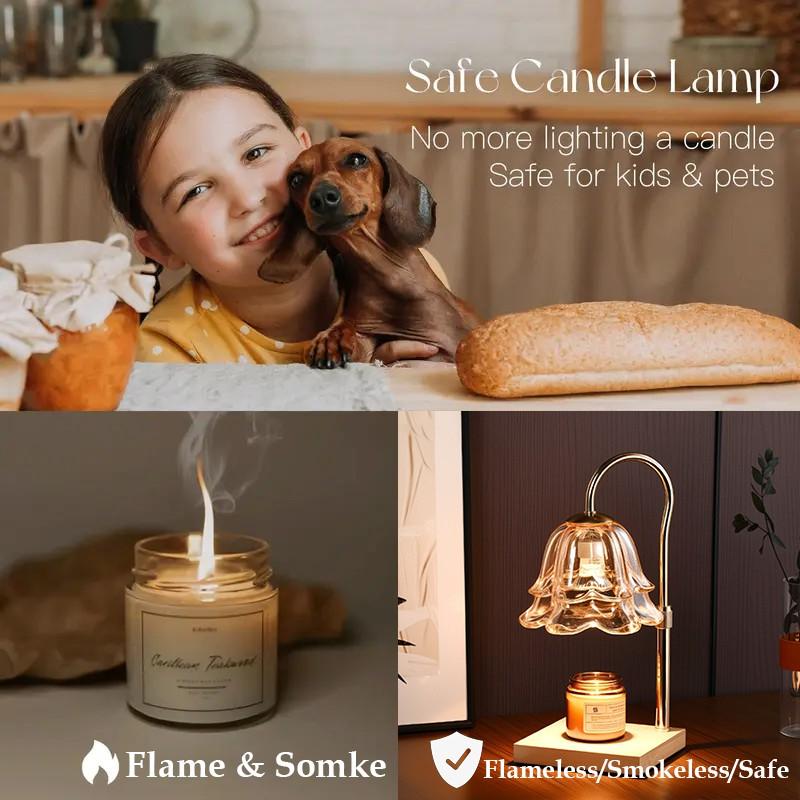 Gold Floral Wax Melt Lamp with Timer & Adjustable Base, Safe Flameless Candle Warmer for Long-Lasting Fragrance & Home Aesthetic