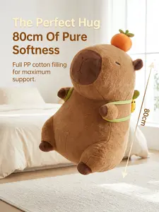 Capybara Plush Toy - Adorable Durable Huggable Simulation Stuffed Animal with Turtle Backpack, Couch/Bedroom Decorating Item, Birthday Gift for Kids