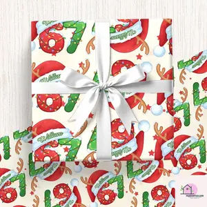 Custom Name 67 Christmas Wrapping Paper Holiday Personalized Gift Wrap