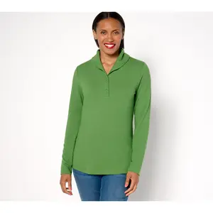 Denim & Co. Essentials Heavenly Jersey Long Sleeve Henley Top