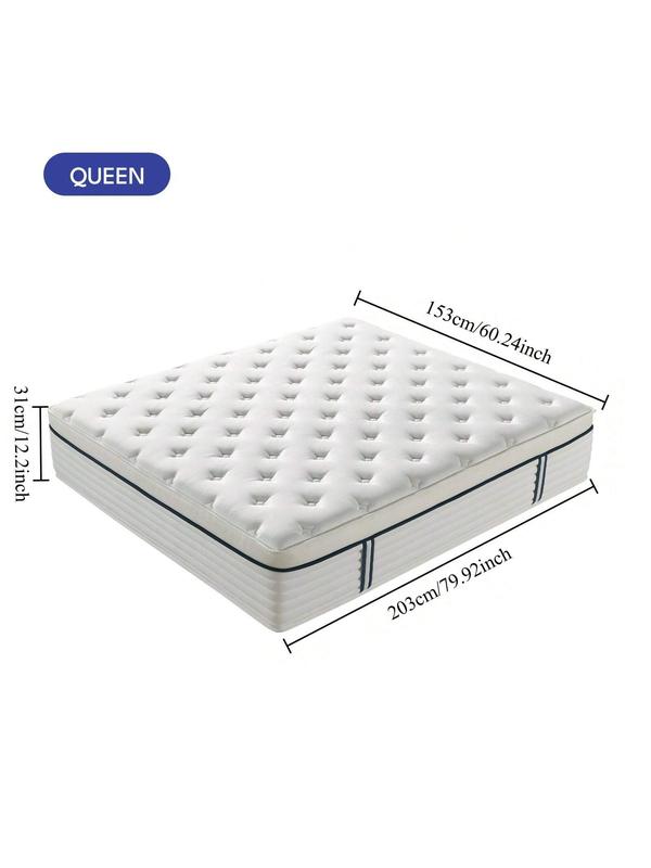 12/14-inch hybrid mattress with zoned support, fiberglass-free, reinforced edge coil memory foam, pressure relief and motion isolation, CertiPUR-US certified, suitable for single/double mattresses, providing an undisturbed, quiet sleep experience.