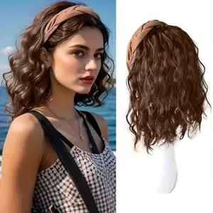 Costume Fake Hair Band One Water Ripple Half Set Synthetic Wig Light Breathable Roll Hair Patch Suitable for Daily Wear, Costume Wigs, Wigs for Cosplay, Wigs for Halloween