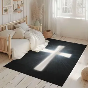 Christian Glowing Cross Rug - Versatile Modern Decor for Christian Homes - Soft and Plush Spiritual Gift for Baptism or Prayer