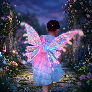 Light Up Fairy Wings for Girls - LED Butterfly Wings with Music for Kids Aged 3 4 5 6 7+ Costume, Birthday Christmas Party Costume Princess Toys for Girls